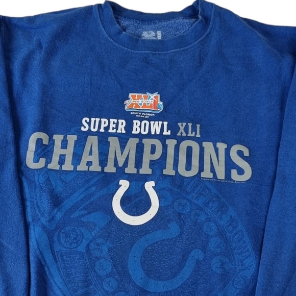 Colts Super Bowl XLI South Florida NFL Blue Sweatshirt Men Sweater Size Medium - Picture 3 of 6